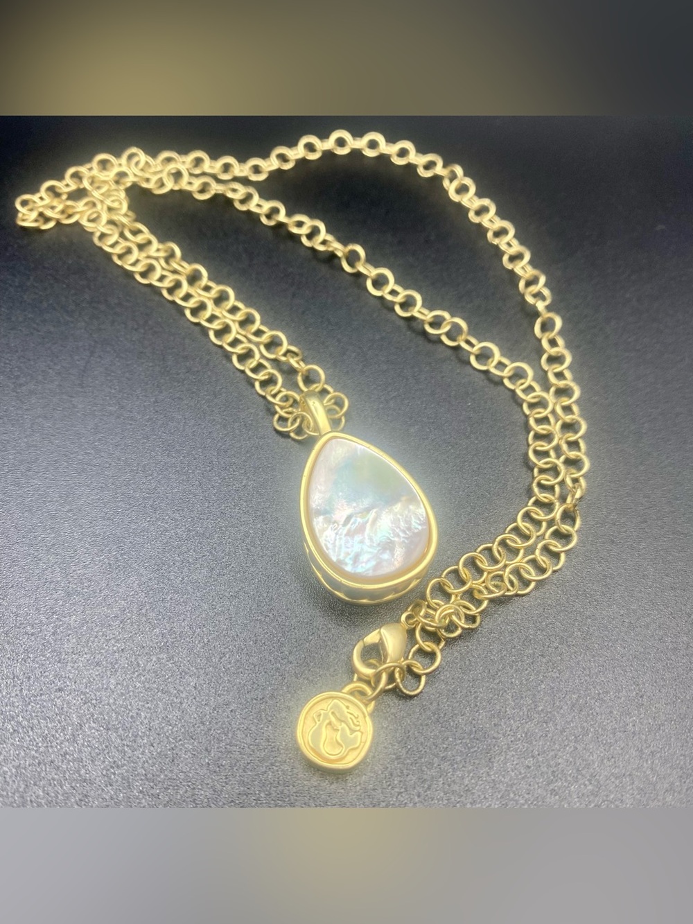 Spartina 449 Gold Teardrop Mother of Pearl Pendant Necklace 19”